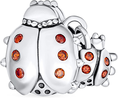 Spersonalizuj czerwony Lucky Ladybug Insect Gardener Dangle paciorki dla kobiet nastolatków