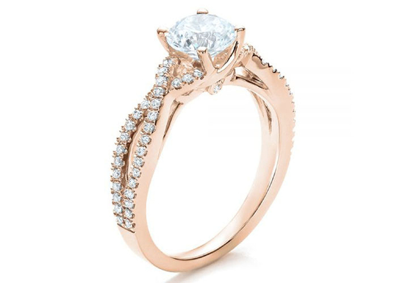 Claw Setting 18-karatowy pierścionek z różowego złota 0,8 ct z diamentem GH VS1 GIA