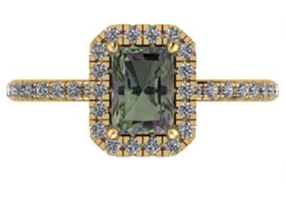 OV6X8mm 14-karatowa biżuteria z litego złota, prostokątny pierścionek zaręczynowy z diamentem o masie 1,3 karata
