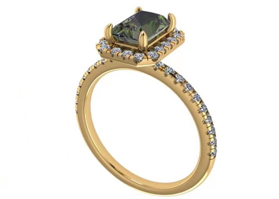 OV6X8mm 14-karatowa biżuteria z litego złota, prostokątny pierścionek zaręczynowy z diamentem o masie 1,3 karata
