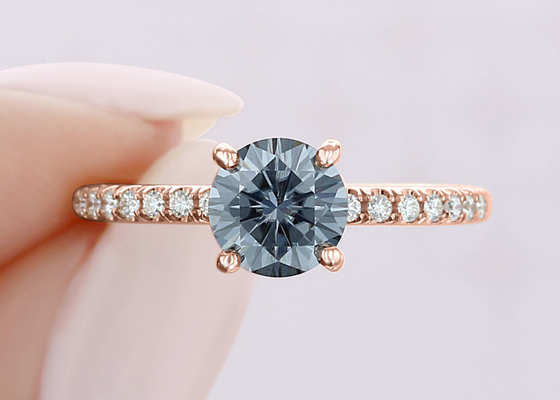 9K Złoty Materiał Lab Grown Moissanite Pierścień Srebrnoszary Kolor 1ct 5szt Wymiar