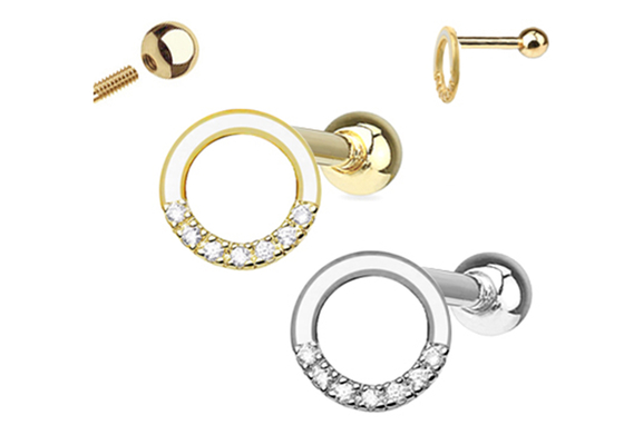 0,126 ct 14-karatowe złote kolczyki z diamentami na chrząstkę, 14 szt. Piercing spiralne kolczyki OEM