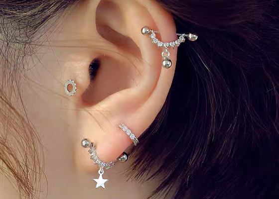 0,126 ct 14-karatowe złote kolczyki z diamentami na chrząstkę, 14 szt. Piercing spiralne kolczyki OEM