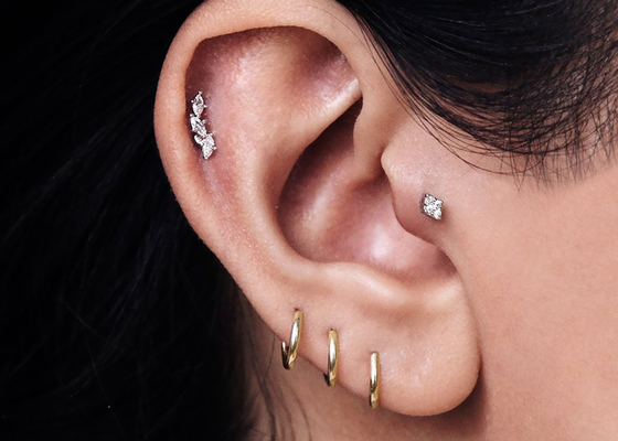 Helix Piercing Złoto 14K Clicker do chrząstki tragus 16g-40g