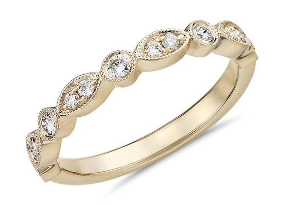 Half Eternity 14K żółte złoto Obrączka Fancy Cut G-H VS1 0.28ct Claw Setting