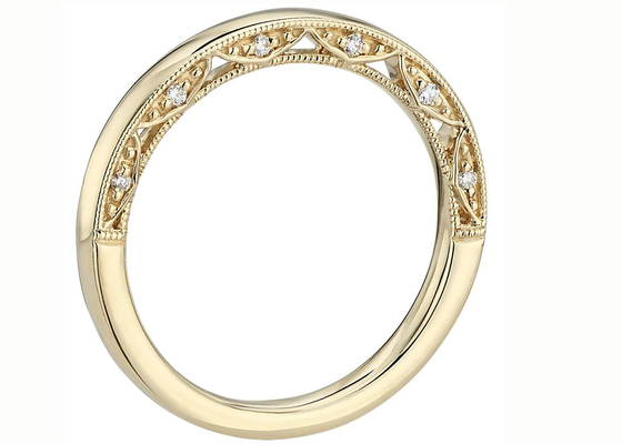 0,12 ct Tiny 14-karatowa biżuteria z żółtego złota, obrączki ślubne z żółtego złota z diamentem EX Cut ODM