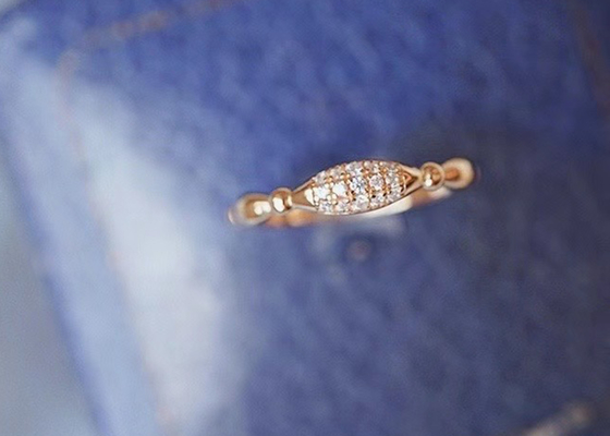 14K różowe złoto Prawdziwy diamentowy pierścionek z biżuterią Dainty OEM ODM na ślub