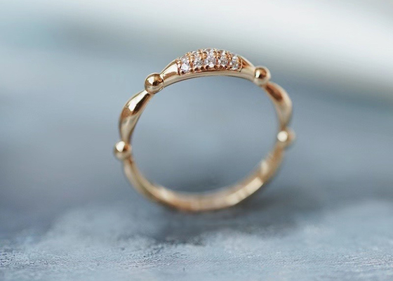 14K różowe złoto Prawdziwy diamentowy pierścionek z biżuterią Dainty OEM ODM na ślub