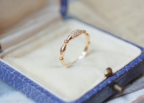 14K różowe złoto Prawdziwy diamentowy pierścionek z biżuterią Dainty OEM ODM na ślub