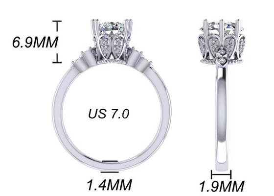 Owalny szlif 18-karatowy pierścionek zaręczynowy z białego złota o wymiarach 8,0 × 6,0 mm Wymiar ODM