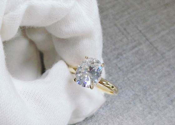 1,5-karatowy, owalny, cięty, laboratoryjny pierścień Moissanite, 14-karatowy złoty materiał o wymiarach 0,7 × 0,9 cm