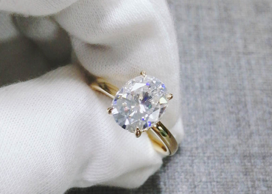 1,5-karatowy, owalny, cięty, laboratoryjny pierścień Moissanite, 14-karatowy złoty materiał o wymiarach 0,7 × 0,9 cm