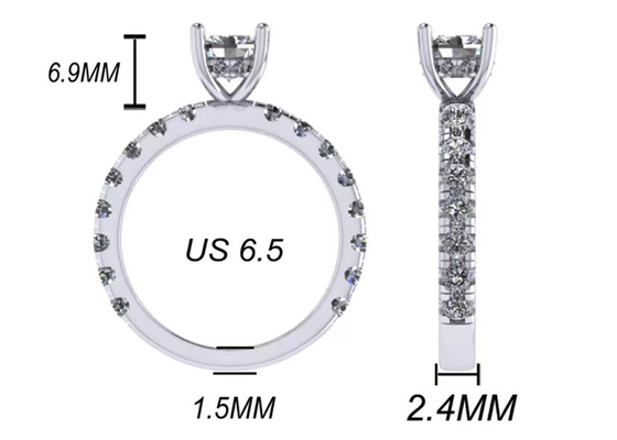 6x6mm 14-karatowa biżuteria z litego złota, 24 szt. Pierścionek zaręczynowy z naturalnym diamentem 1,44 ct