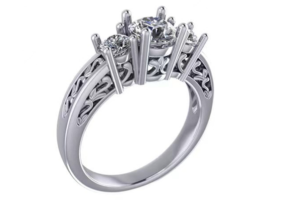 0.8ct 14k biżuteria z litego złota, ustawienie ząbków RD5.85mm diamentowy pierścionek z trzema kamieniami