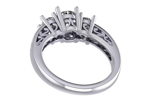 0.8ct 14k biżuteria z litego złota, ustawienie ząbków RD5.85mm diamentowy pierścionek z trzema kamieniami