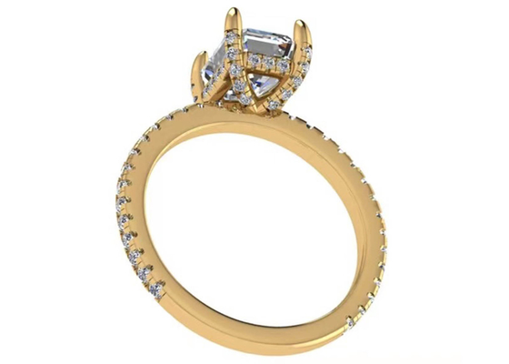 Szmaragdowy 18-karatowy pierścionek z różowego złota Wiith 7,58 × 5,83 mm Wymiar Naturalny diament OEM