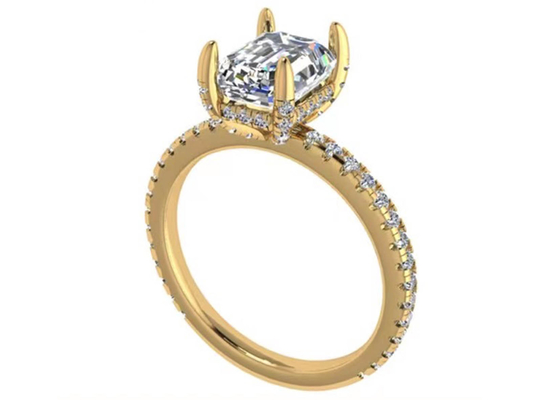 Szmaragdowy 18-karatowy pierścionek z różowego złota Wiith 7,58 × 5,83 mm Wymiar Naturalny diament OEM