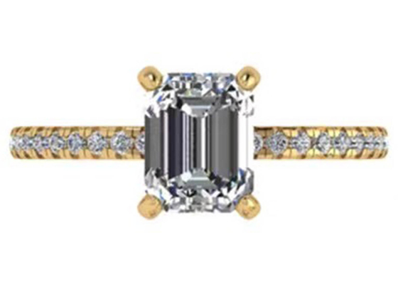Szmaragdowy 18-karatowy pierścionek z różowego złota Wiith 7,58 × 5,83 mm Wymiar Naturalny diament OEM