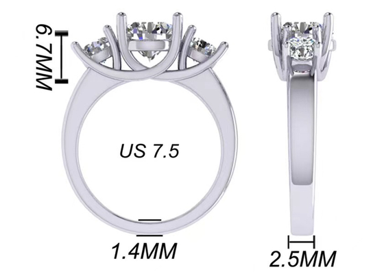 Okrągłe cięcie 14k Solid Gold Biżuteria Białe złoto Kolor Plated 2,21 g Waga 8,4 × 5,05 mm