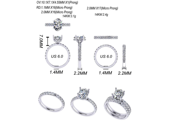 Ustawienie ręczne 2.45g 14K Solid Gold Biżuteria ODM do zaręczyn