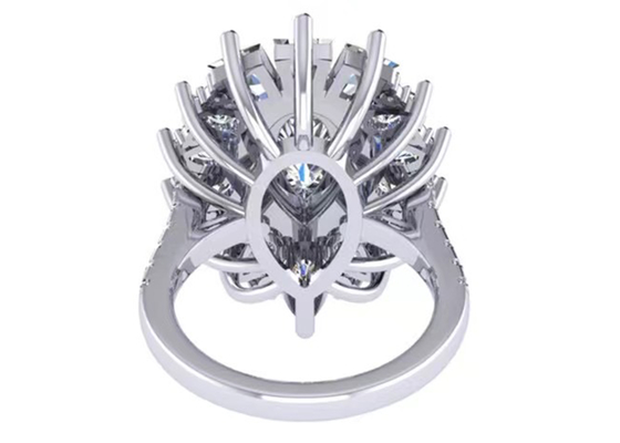 1,5ct 49szt Klasyczny pierścionek zaręczynowy z brylantem Halo w kolorze białym złotym ODM