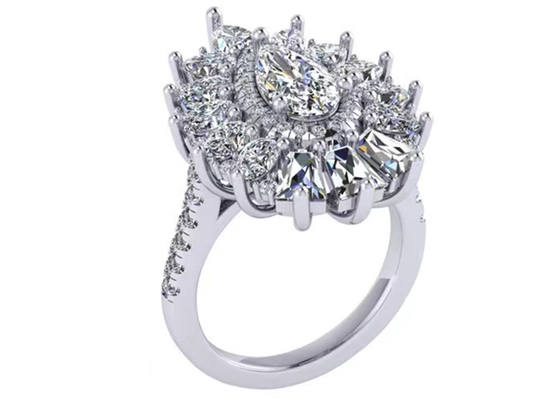 1,5ct 49szt Klasyczny pierścionek zaręczynowy z brylantem Halo w kolorze białym złotym ODM