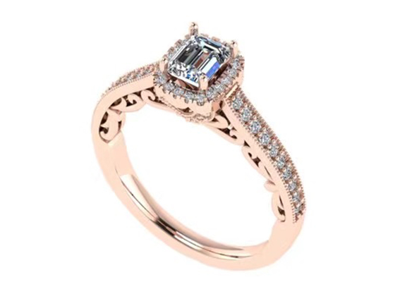 0.8ct 14K Solid Gold Jewelry, zestaw pierścionków zaręczynowych z różowego złota RA5,6 × 4,5MM