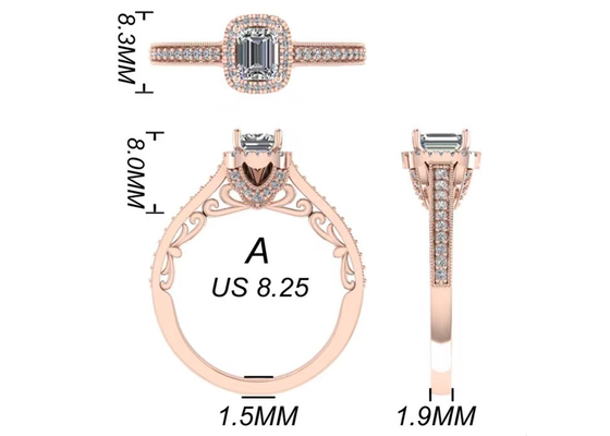 0.8ct 14K Solid Gold Jewelry, zestaw pierścionków zaręczynowych z różowego złota RA5,6 × 4,5MM