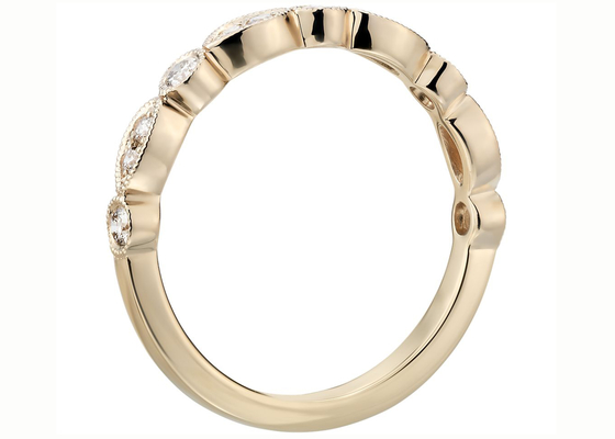 Half Eternity 14K żółte złoto Obrączka Fancy Cut G-H VS1 0.28ct Claw Setting