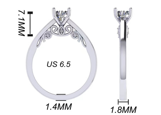Claw Setting 18-karatowe białe złoto obrączka, GIA 5,35 mm okrągły brylantowy pierścionek z brylantem