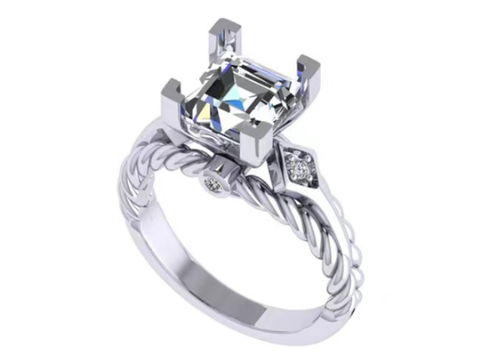 Pierścionki z brylantami Moissanite z kamieniami szlachetnymi 14K Gold Princess Cut