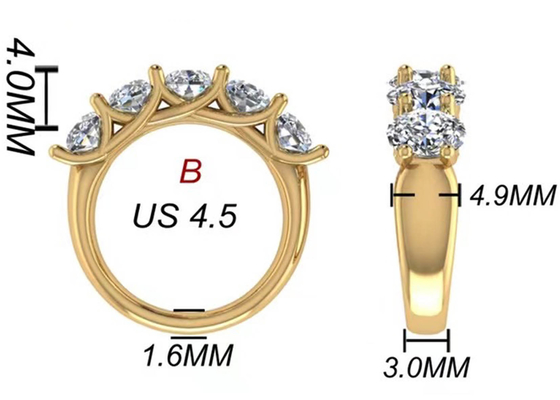 Owalny pierścionek zaręczynowy z 18-karatowego żółtego złota o szlifie brylantowym 6,43x 4,7x3,03 mm ODM