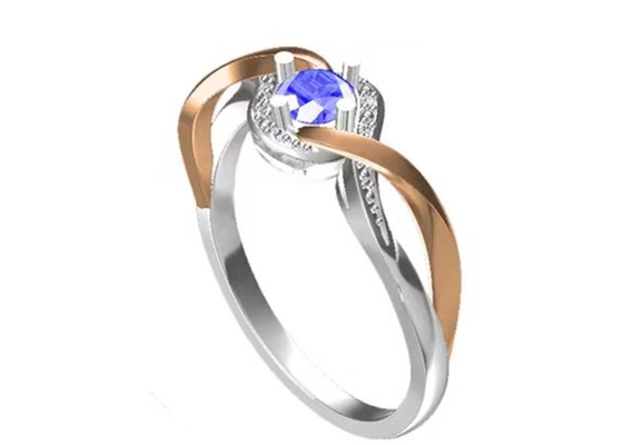 Tanzanit Biżuteria 14K Solid Gold Biżuteria Crossover Bands RD6.4MM Główny kamień