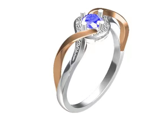 Tanzanit Biżuteria 14K Solid Gold Biżuteria Crossover Bands RD6.4MM Główny kamień