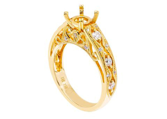 6 szt. 0.07ct Diamentowy pierścionek z półmocowanym biżuterią 18-karatowy materiał z żółtego złota