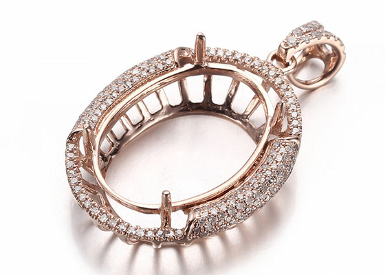 Owalny kształt półmocowany wisiorek z biżuterią 10 × 14 mm 2,7 g waga Prong ustawienie typu