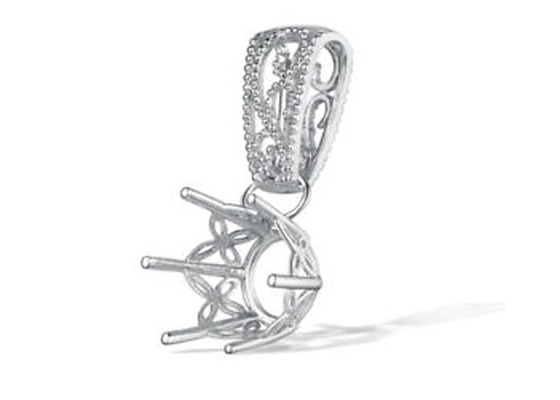 2,3 g Semi Mount Pendant Settings, 18-karatowe białe złoto diamentowe wisiorek 4 szt. 0,1 ct