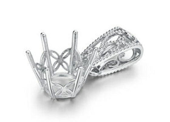 2,3 g Semi Mount Pendant Settings, 18-karatowe białe złoto diamentowe wisiorek 4 szt. 0,1 ct