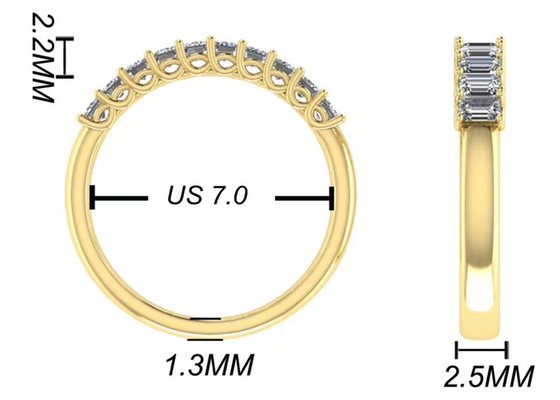 10 szt. Diamentowy pierścionek z 18-karatowego różowego złota 3,0 × 2,0 mm EM wycięty na rocznicę