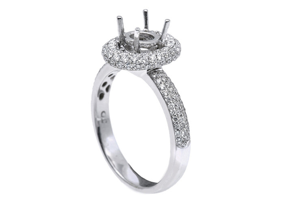 Pierścionek z 18-karatowym białym złotem półzawieszany z naturalnymi diamentami 1-1,1 mm 0,45 ct