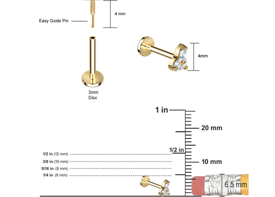 Helix Gold Body Piercing Biżuteria Kolczyk Sztanga kształt 5mm 8mm 10mm Wymiar