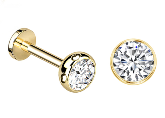 Sterylne złoto Body Piercing Biżuteria Kolczyki Śruba Style Dia 3×3mm