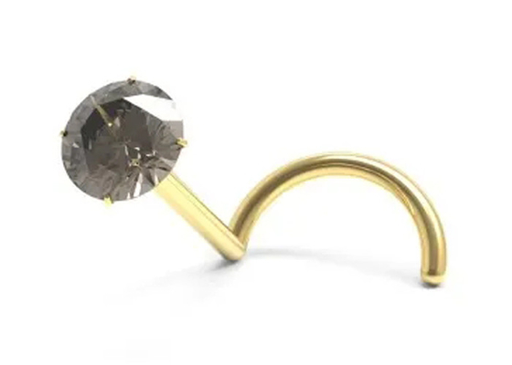 Wkręt do nosa ze złota 18K z naturalnym granatem 1,5 mm-3 mm