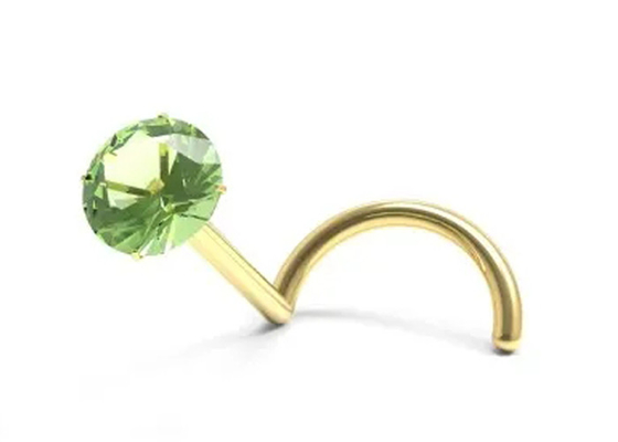 Wkręt do nosa ze złota 18K z naturalnym granatem 1,5 mm-3 mm