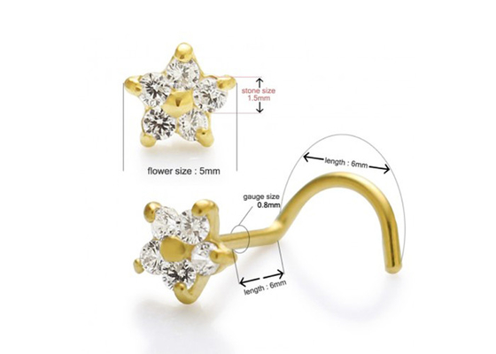 Kształt kwiatu 18-karatowy diamentowy sztyft do nosa z 1,5 mm 0,07 ct 4 sztuki prawdziwych diamentów