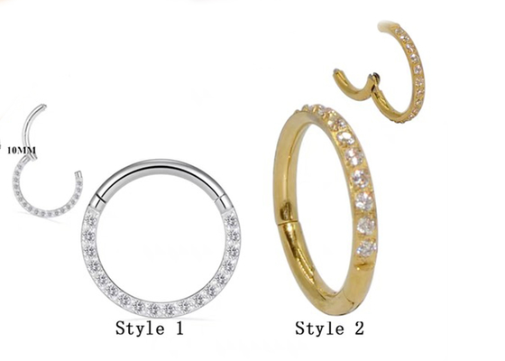 Segment zawiasowy 14K Gold Clicker Hoop z 16G Pave Diamond