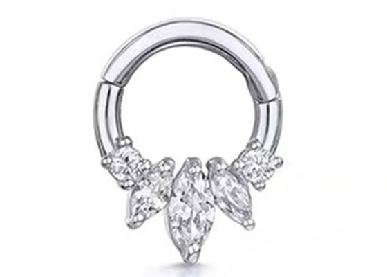 Marquise Cut 14K Gold Clicker Piercing Typ ustawienia czterech pazurów dla przegrody Daith Nose