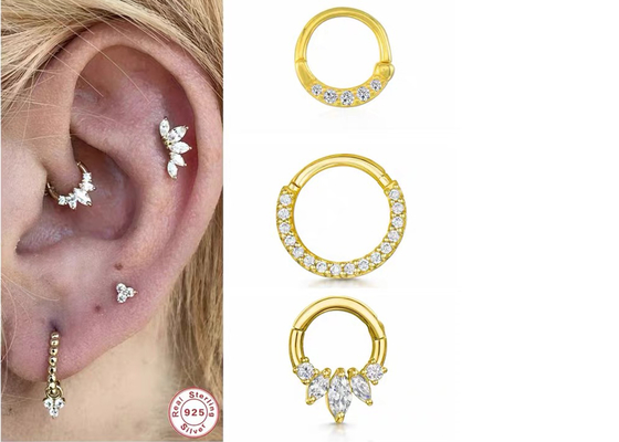 14G 16G 14k Gold Clicker Piercing do przegrody nosowej Rozmiar 6mm 10mm