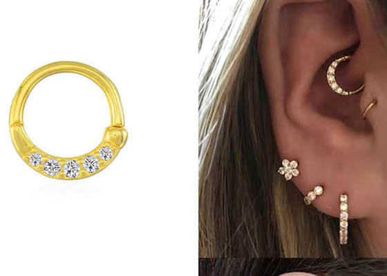 Eternity Hoop 14K Gold Clicker Piercing OEM ODM do przegrody nosowej