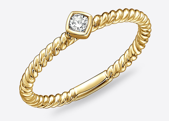 Kwadratowy diamentowy pierścionek z przegrodą 14k z litego złota, pierścień nozdrza Hoop 1,0 mm × 10 mm